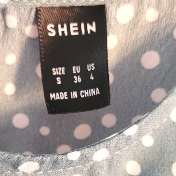 Shein Dress Babydoll Style Size Small Muted Seafoam Green Polka Dots Excellent💚 - Picture 4 of 4